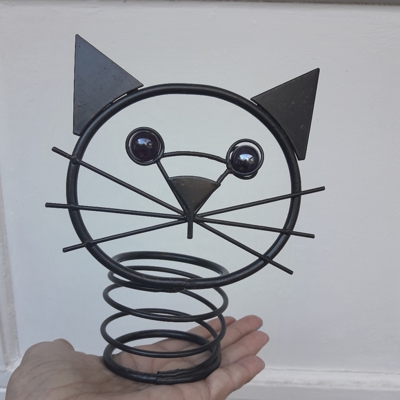 Spooky Wrought Iron Cat w/Marble Glass Eyes - Picture 10 of 14